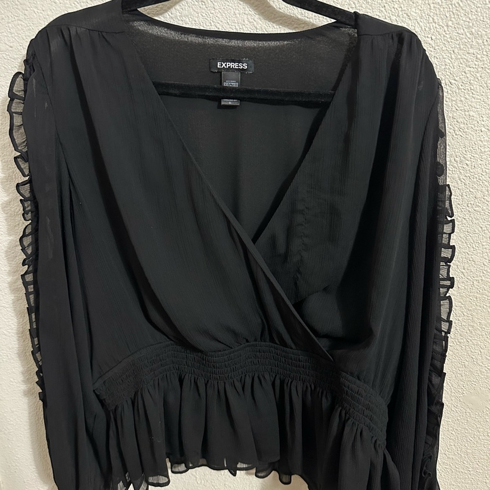 Express Women's Black Sheer Top